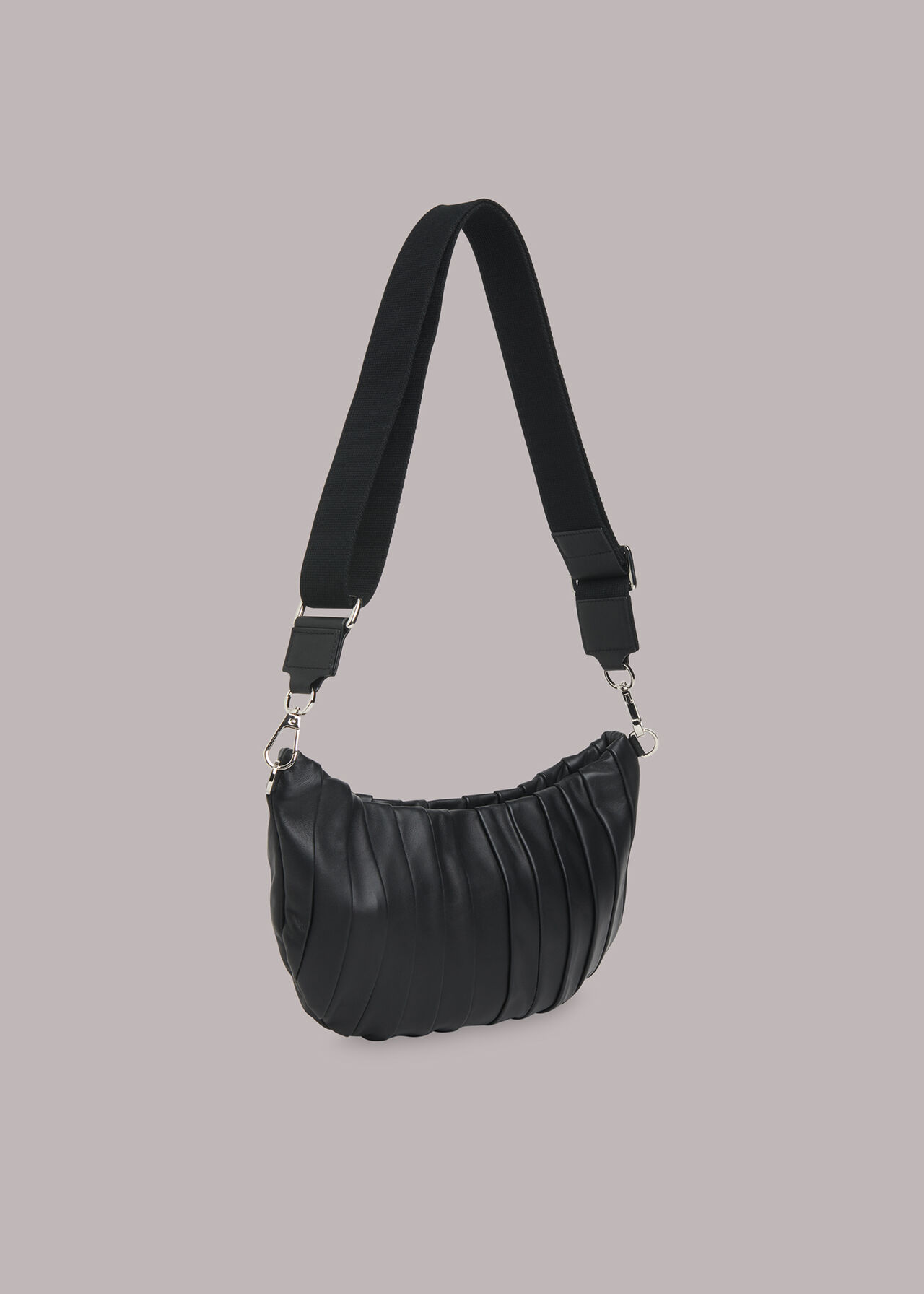 Black Milo Pleated Saddle Bag WHISTLES Whistles UK