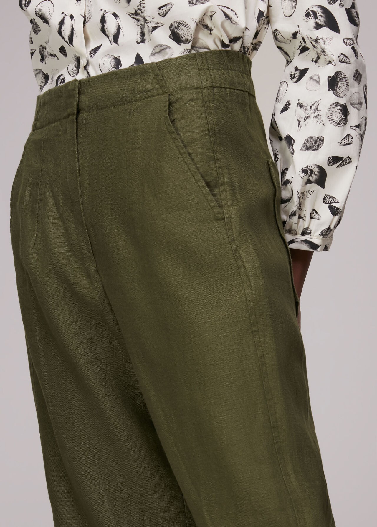 Linen Barrel Leg Trouser