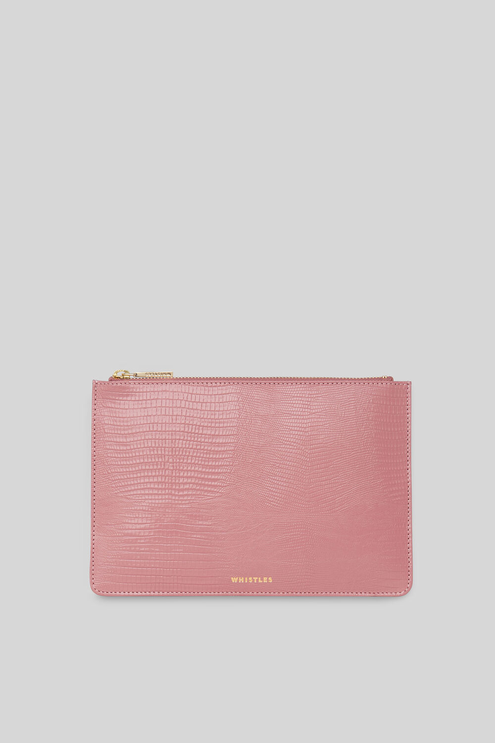 Shiny Lizard Small Clutch Dusty Pink