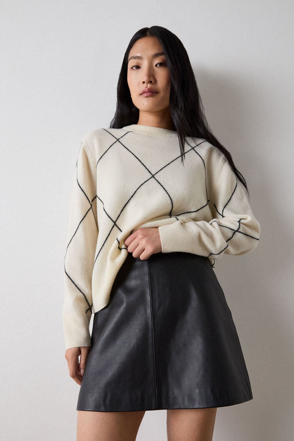 Black Leather A line Skirt