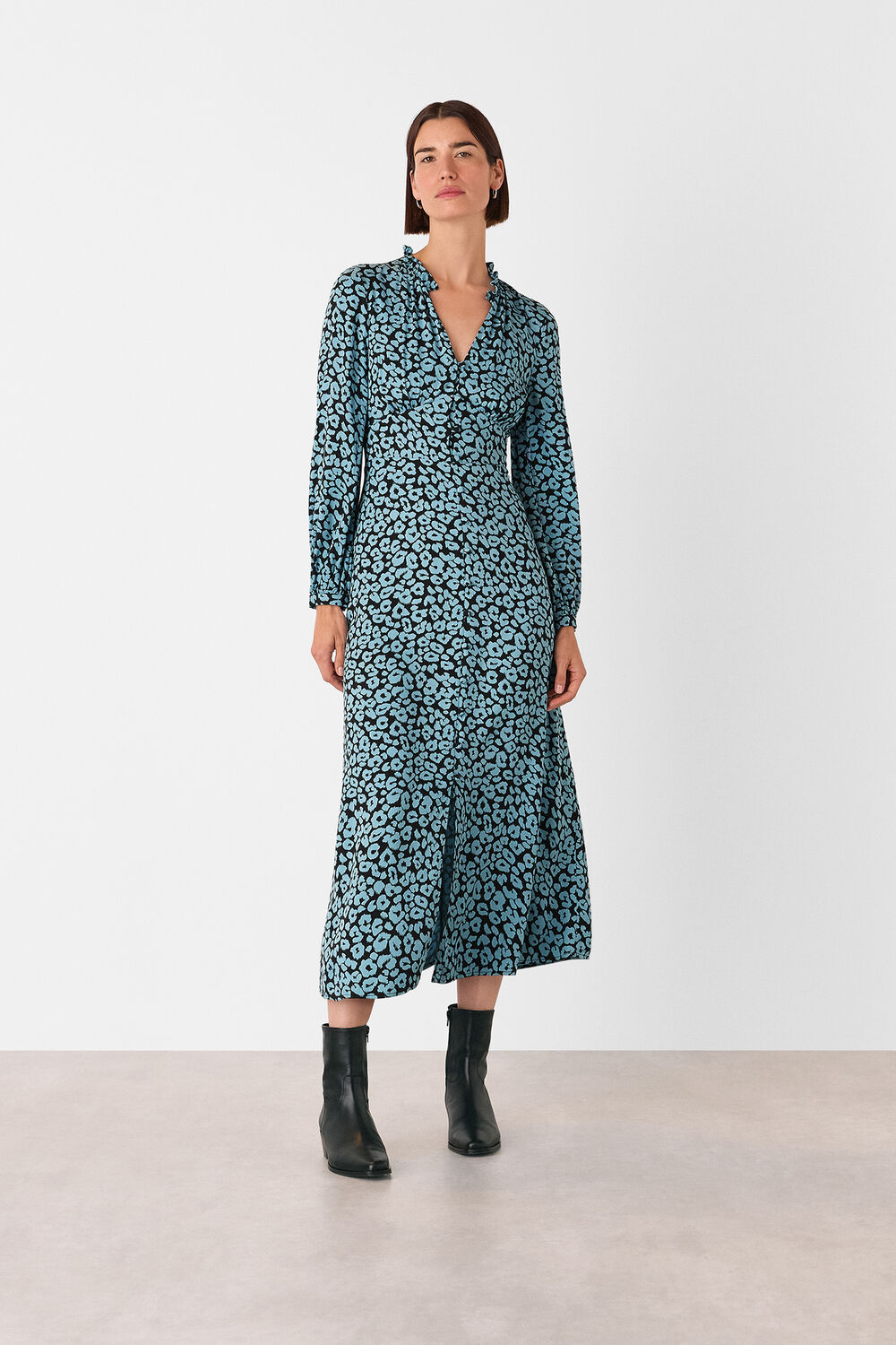Fuzzy Leopard Midi Dress