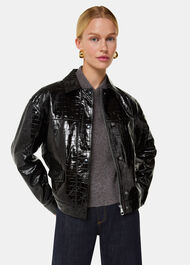 Casi Patent Leather Croc Biker
