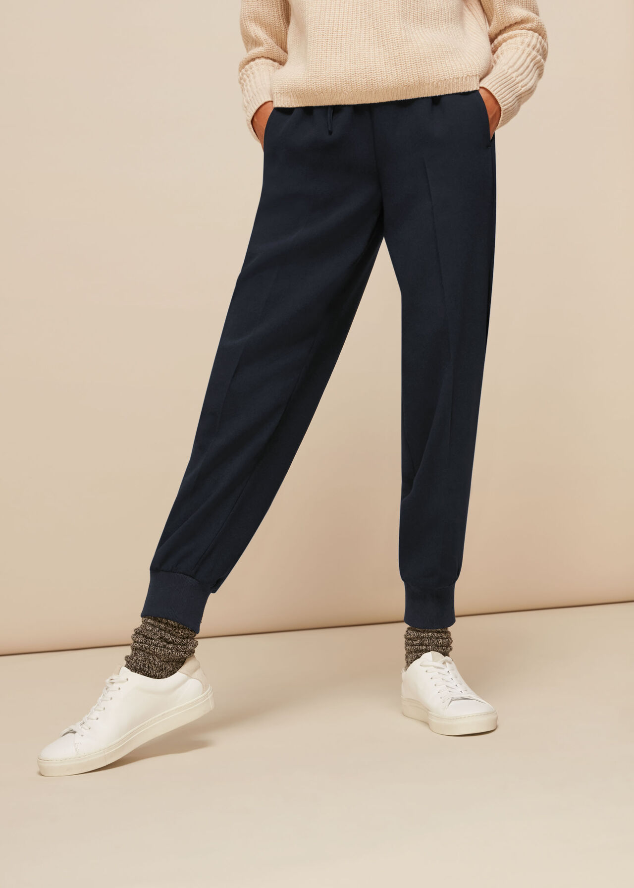 Rib Cuffed Crepe Jogger