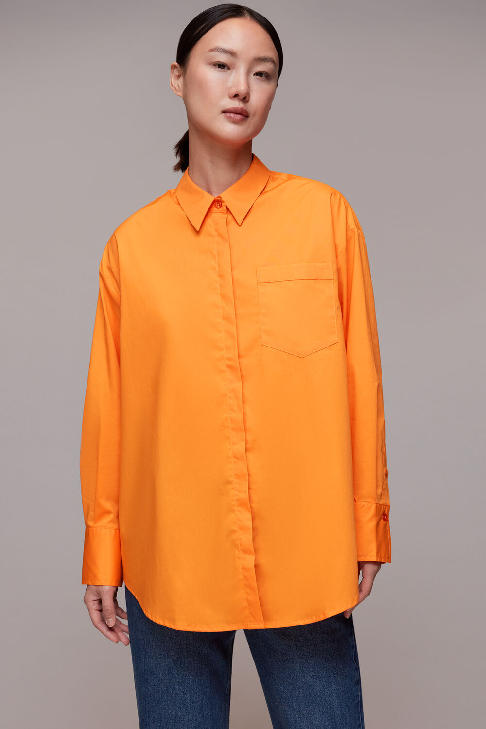Orange Oversized Button Up Shirt