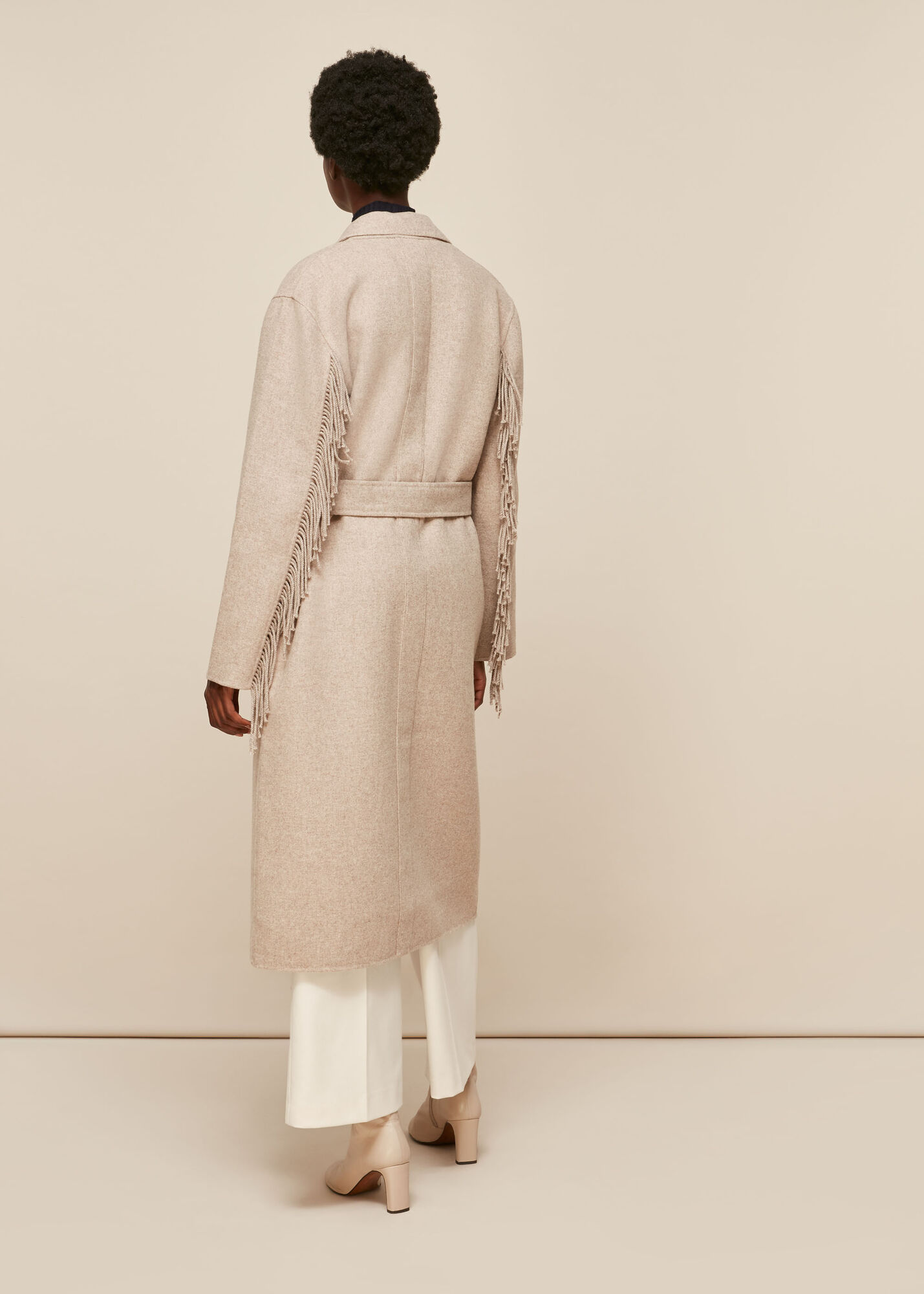 Neutral Fringe Detail Wrap Coat WHISTLES Whistles UK