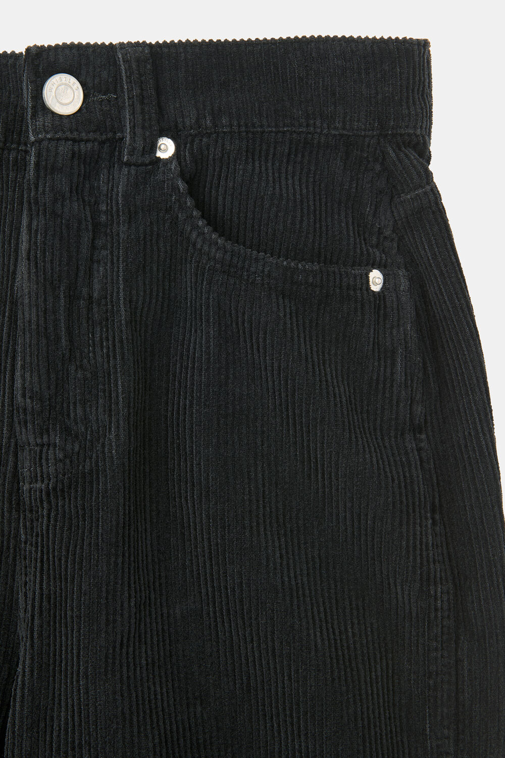 Black High Waist Cord Barrel Jean