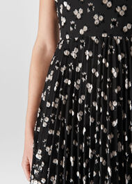 Snow Blossom Pleated Dress Black/Multi