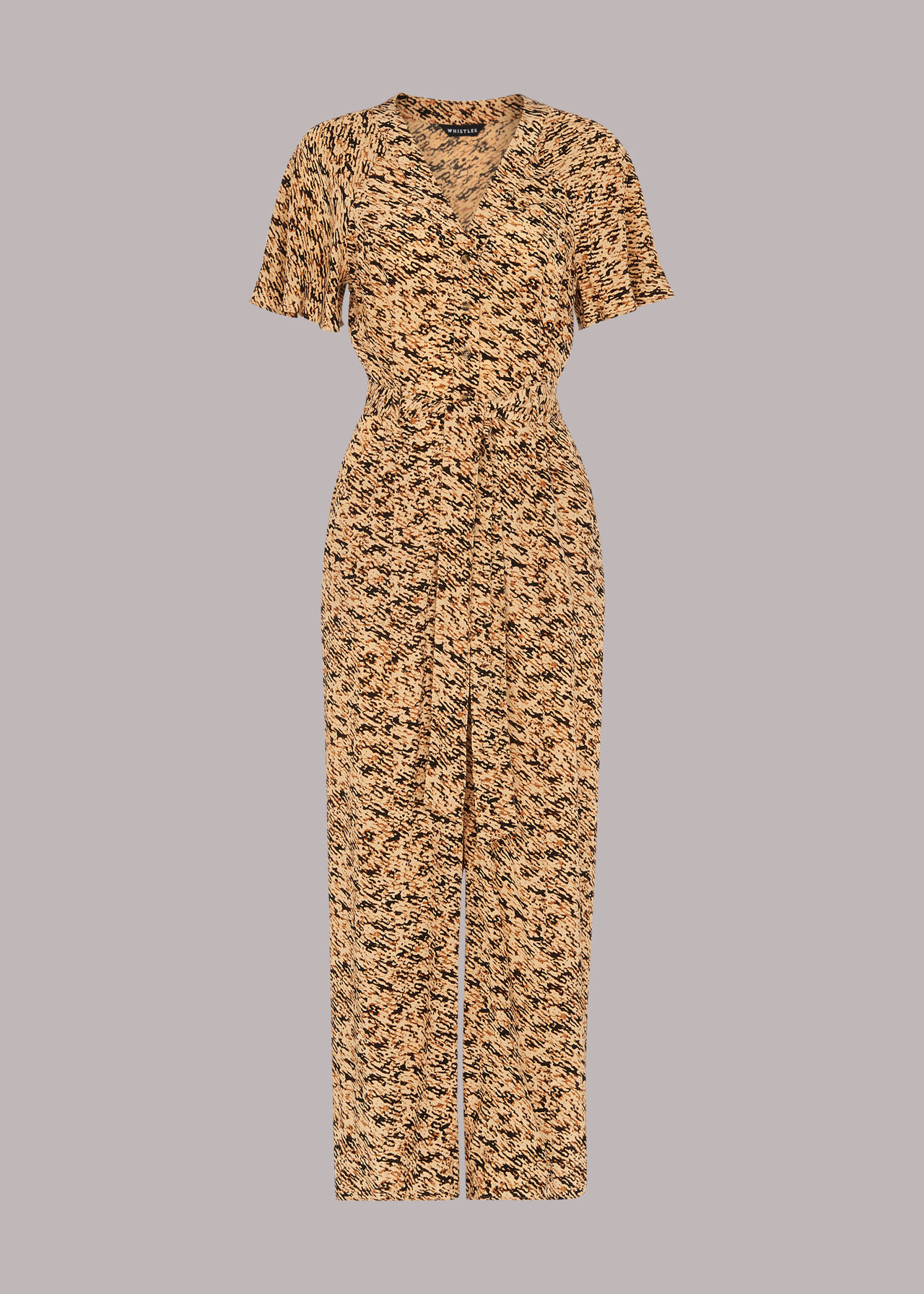 Bark Print Tie Waist Jumpsuit