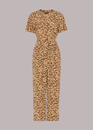 Bark Print Tie Waist Jumpsuit