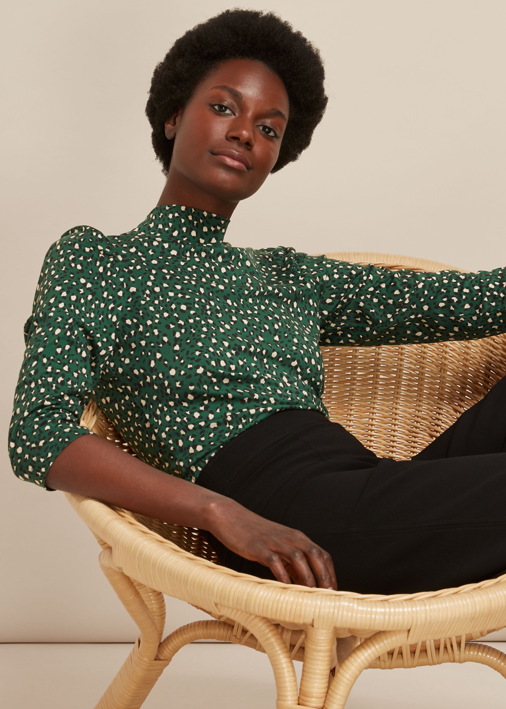 High neck on sale leopard print top