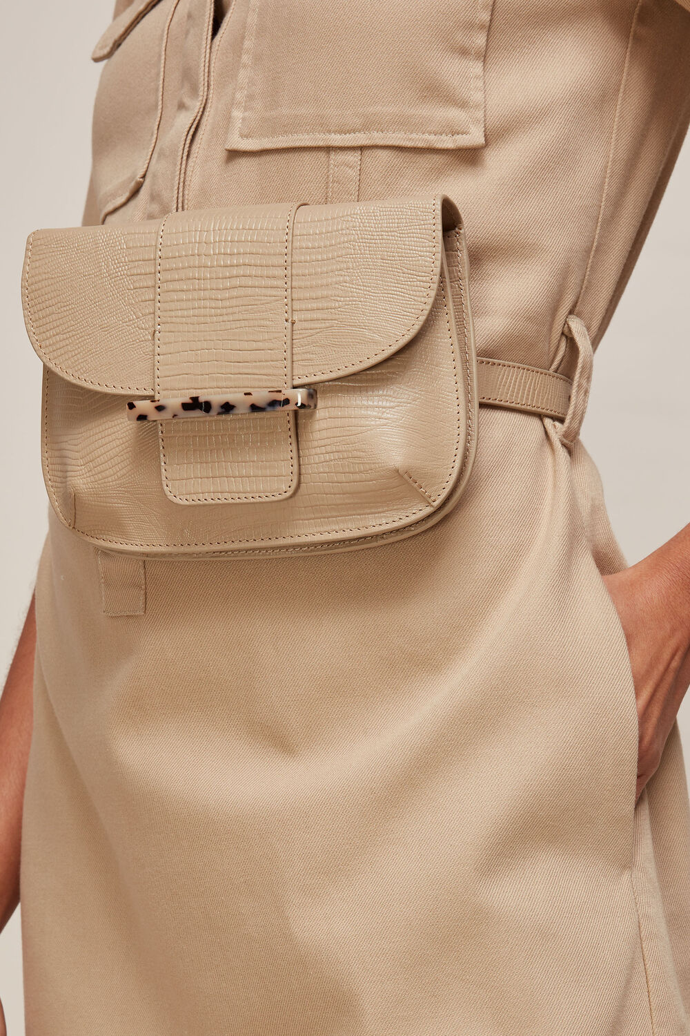 Mari Lizard Belt Bag Taupe