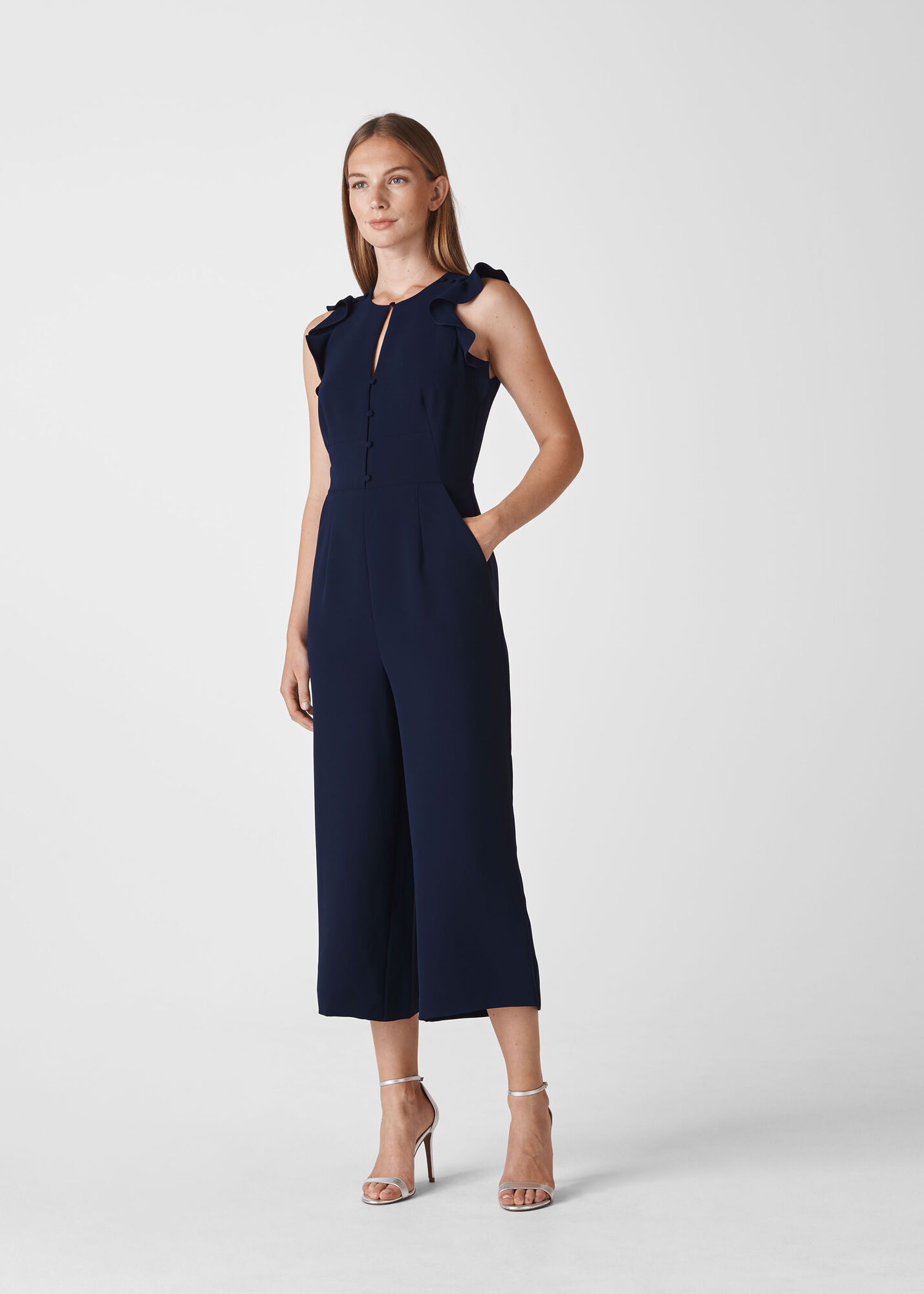 Navy Miranda Crepe Jumpsuit WHISTLES Whistles UK