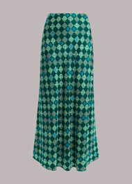 Silk Checkerboard Bias Skirt