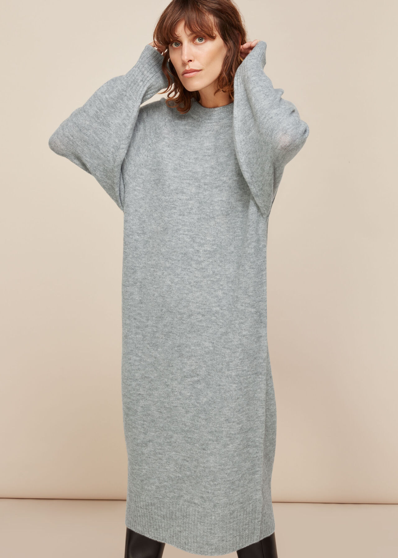 Grey Marl Midi Length Knit Dress | WHISTLES