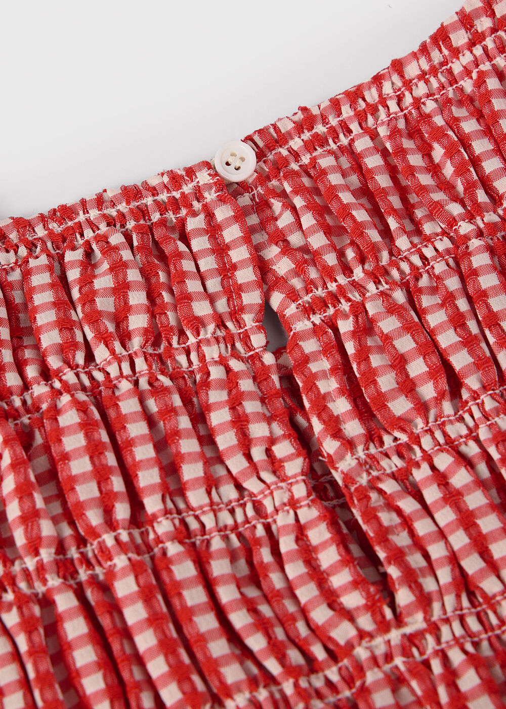 Gingham Shirred Top