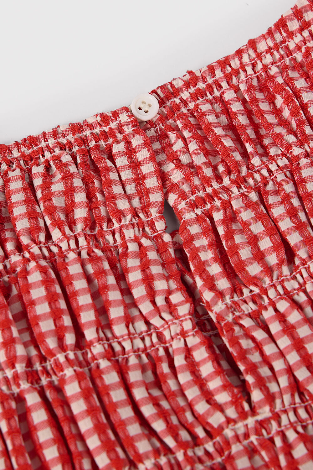 Red Gingham Shirred Top