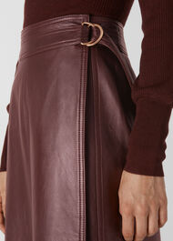 Selina Leather Wrap Skirt Burgundy