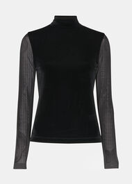 Velvet Mesh Sleeve Top