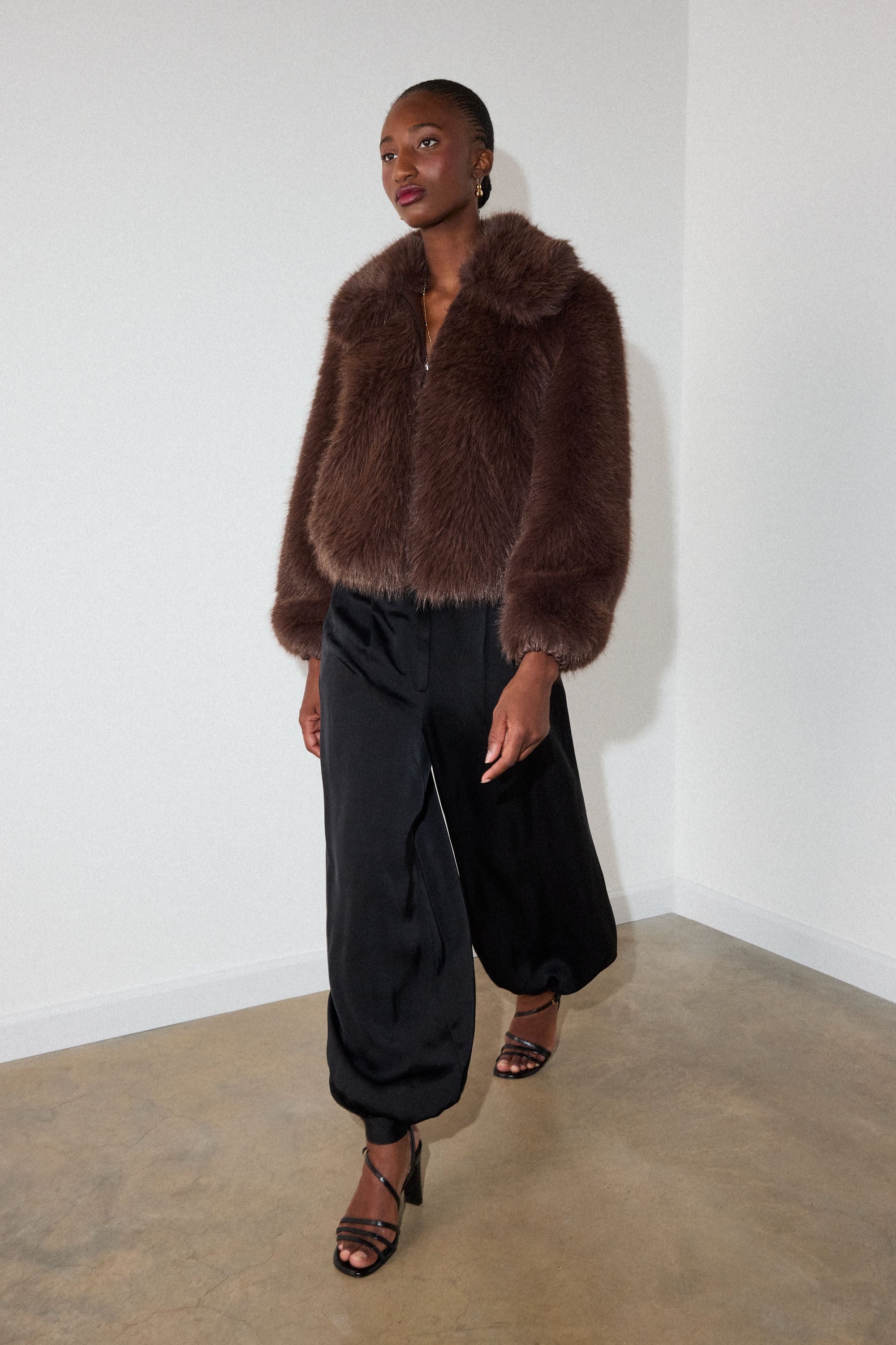 Brown Short Textured Wool Coat | WHISTLES | Whistles ROW |