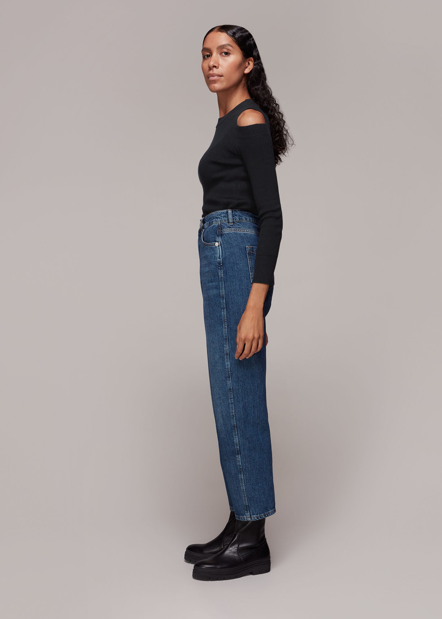 Black Cold Shoulder Knit WHISTLES