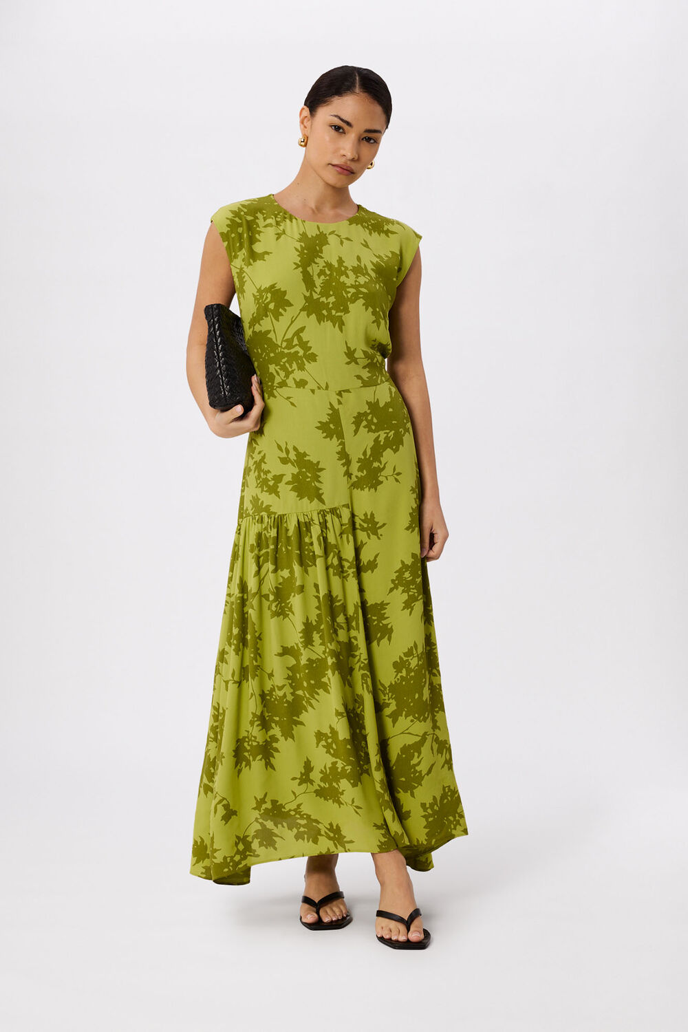 Green Petite Floral Asymmetric Dress