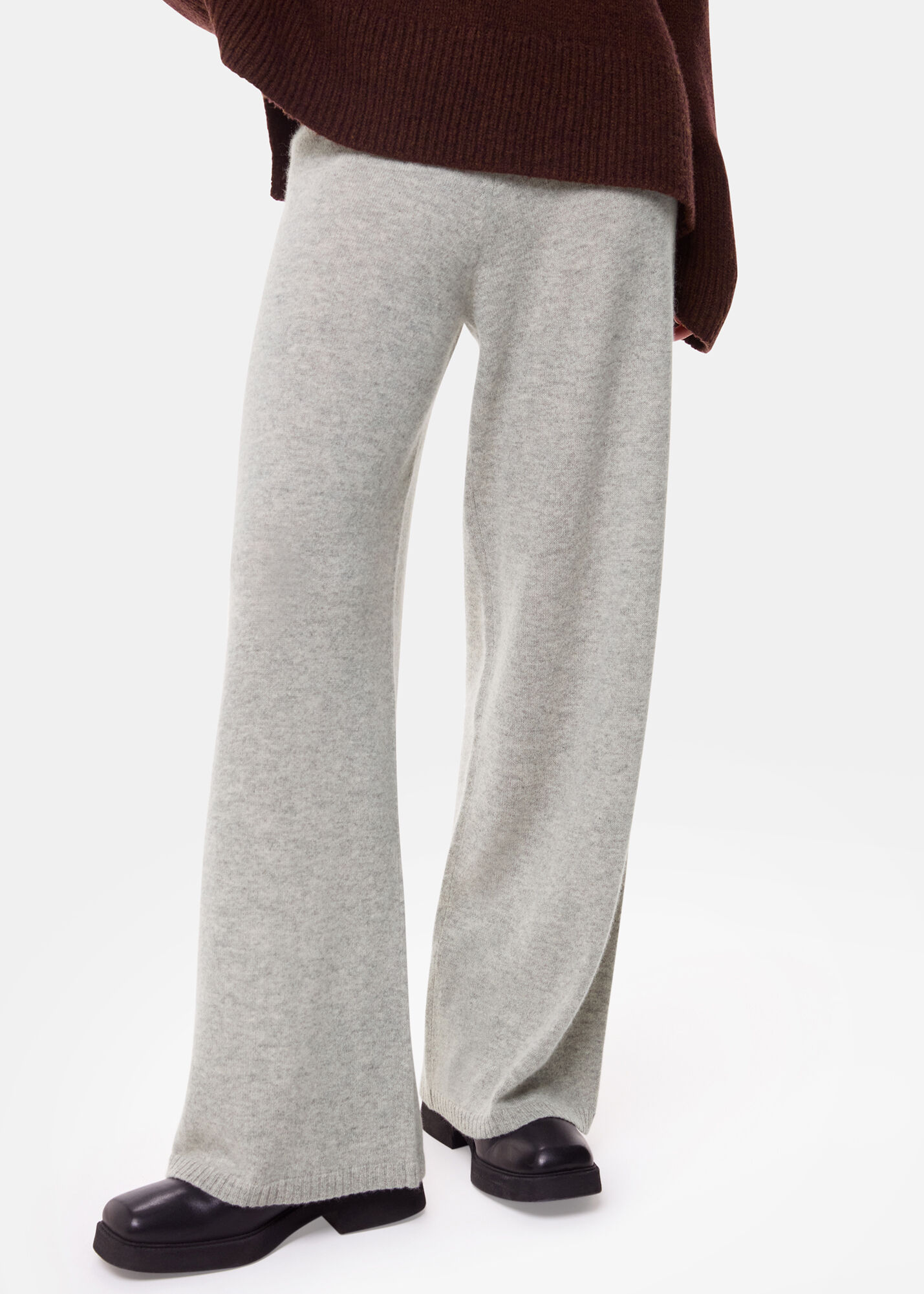 Grey Marl Cashmere Straight Leg Jogger | WHISTLES | Whistles