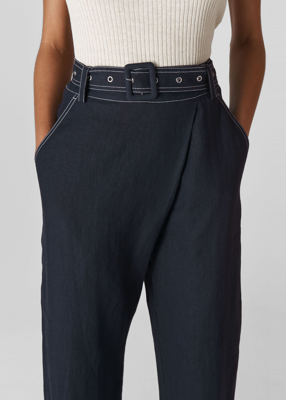 May Belted Trouser Navy