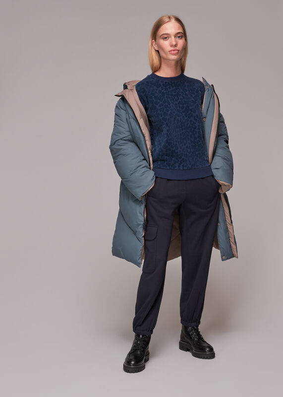 Navy Smudge Animal Flocked Sweat