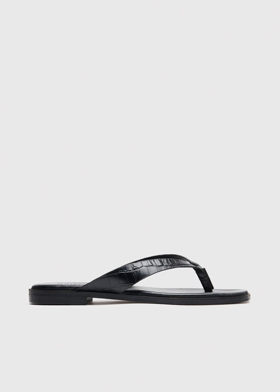 Black Croc Embossed Flip Flop