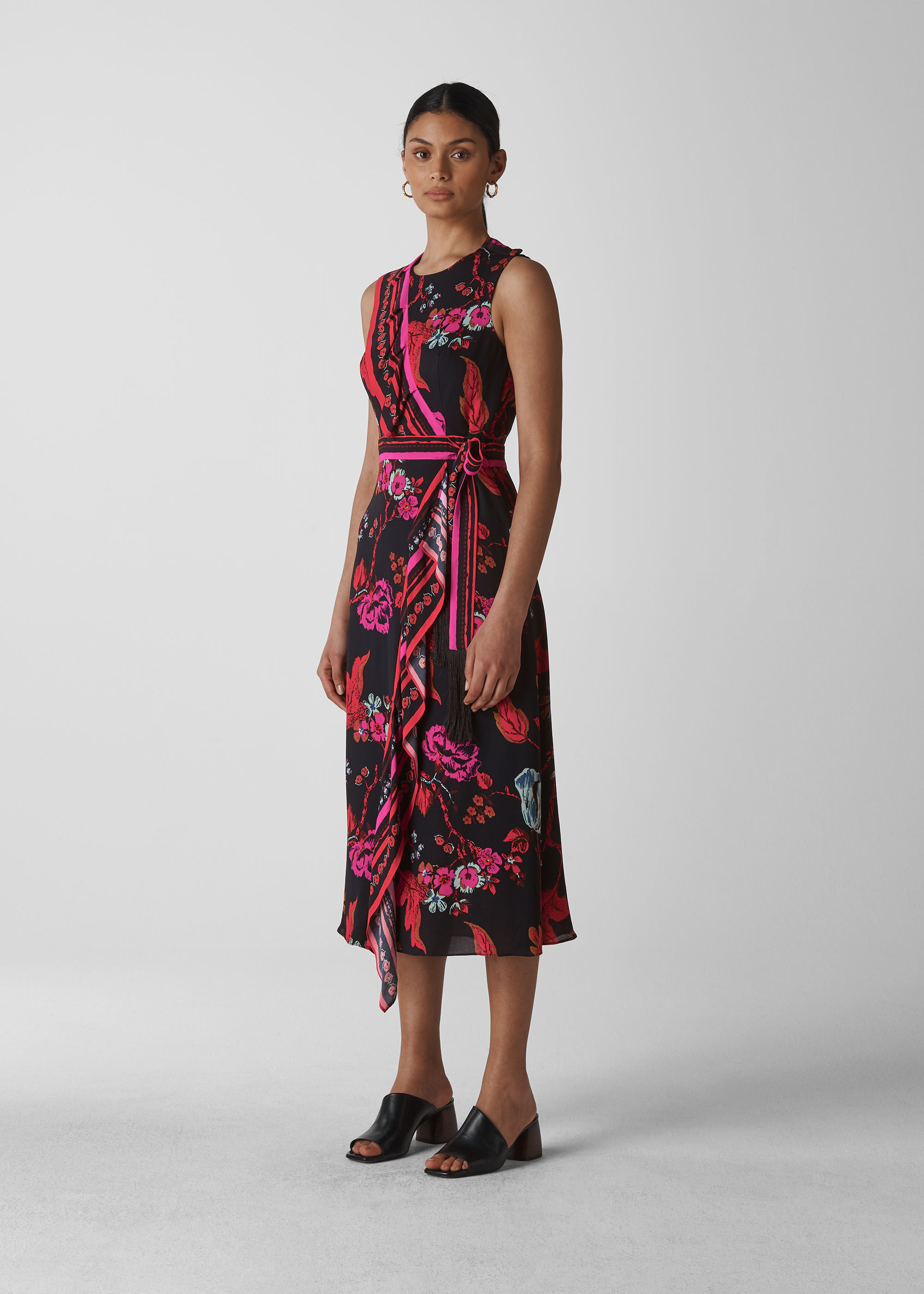Scarf print wrap shop dress