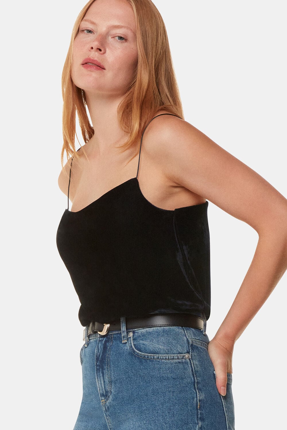 Black Velvet Cowl Neck Cami Top