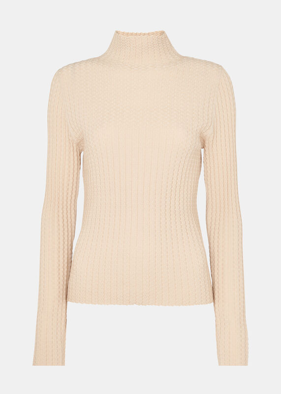 Ivory Textured Detail High Neck Knit
