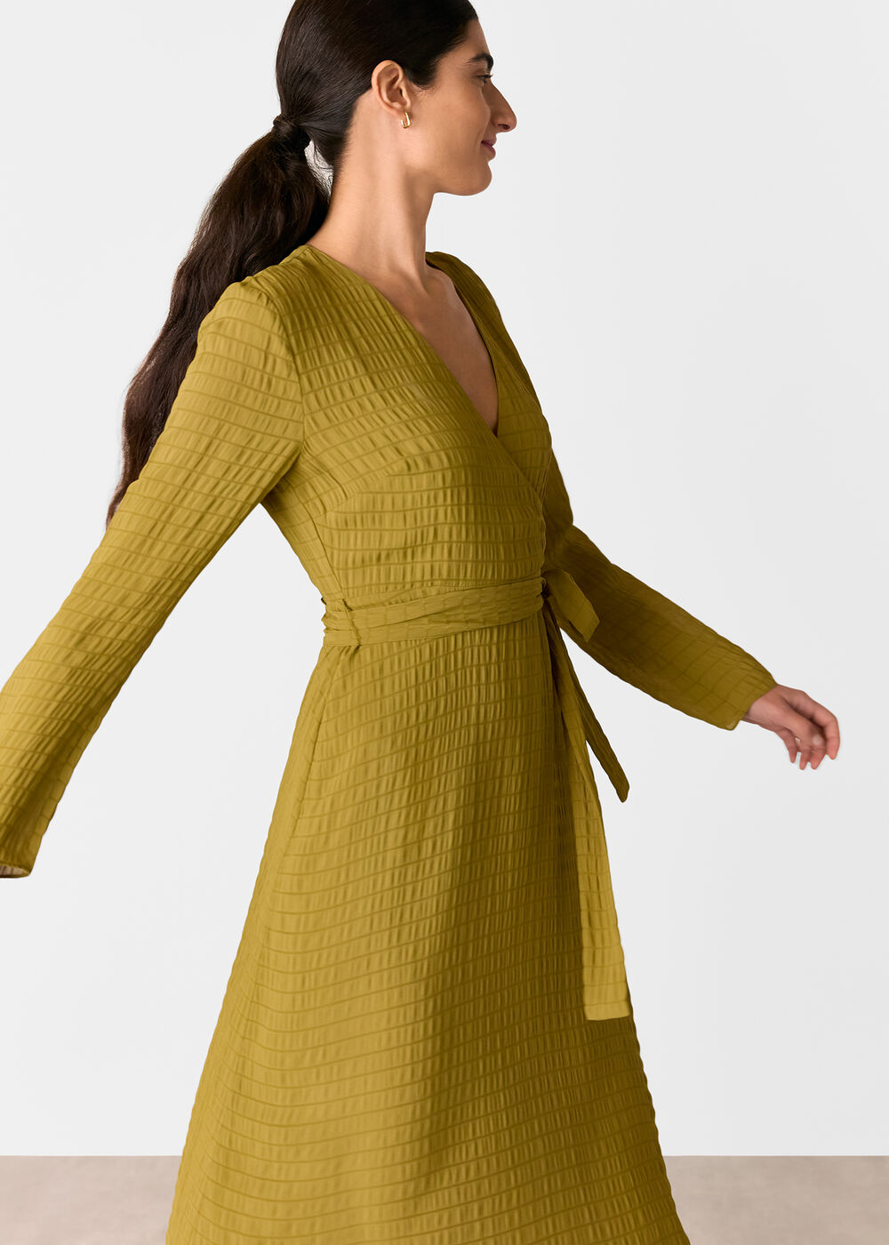 Alex Textured Wrap Midi Dress