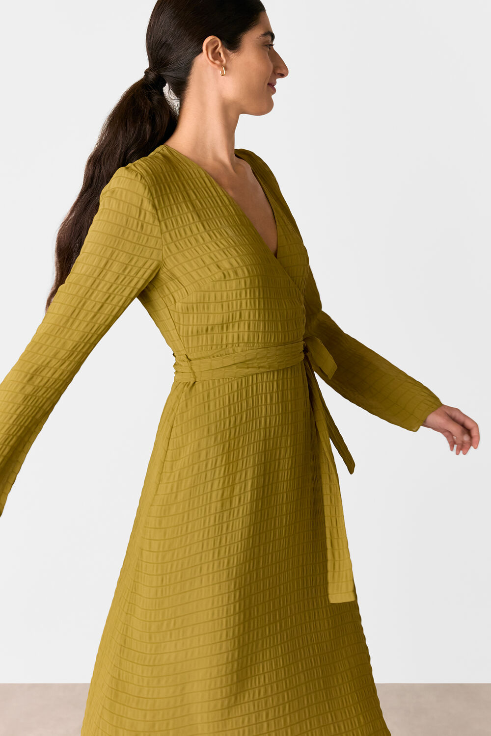 Olive Alex Textured Wrap Midi Dress