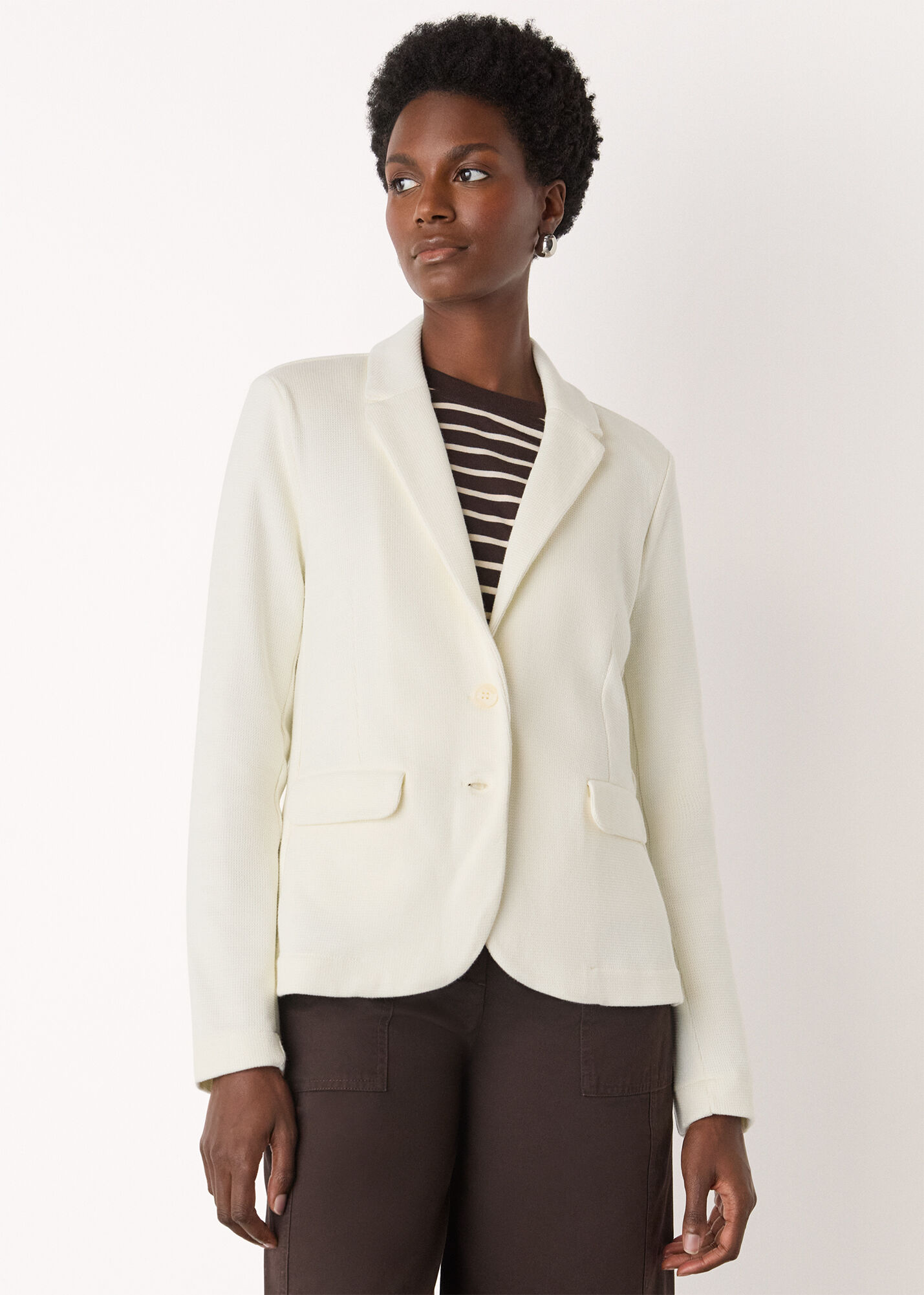 Women's Ivory Slim Jersey Jacket | Whistles US |