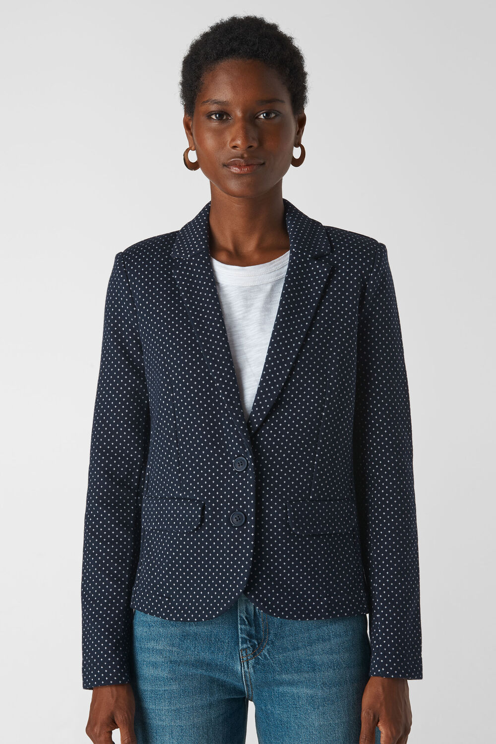 Spot Slim Jersey Jacket Navy/Multi