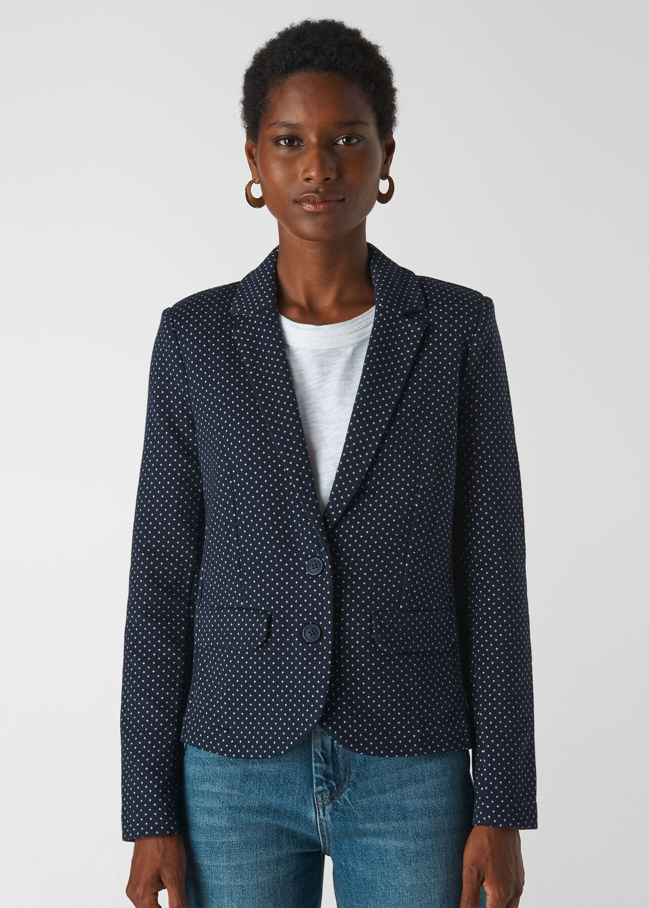 Spot Slim Jersey Jacket Navy/Multi