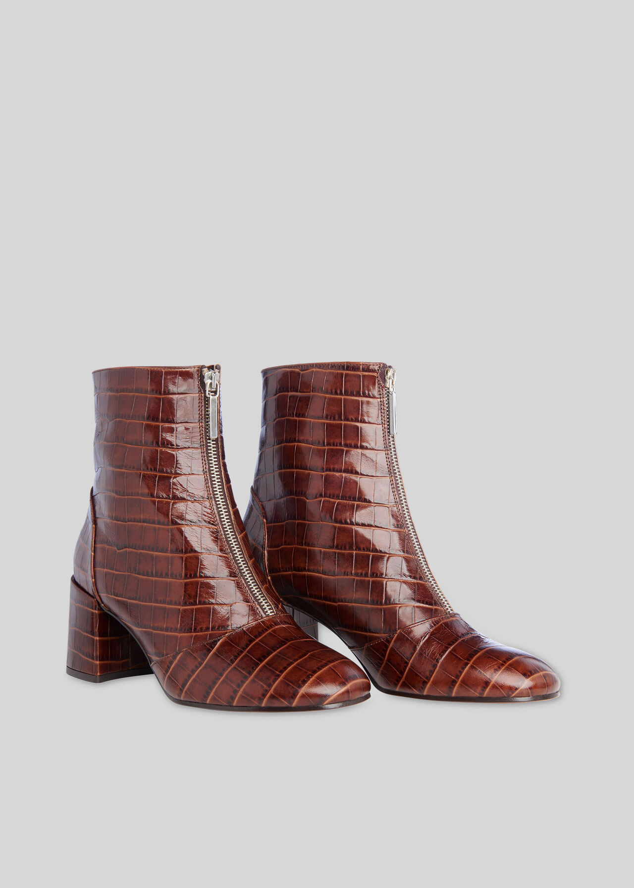 Rowan Croc Zip Front Boot Brown