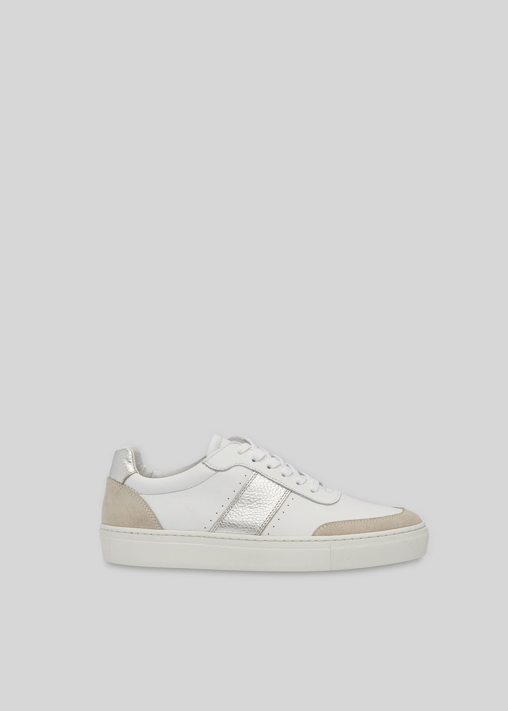white trainers with black stripe