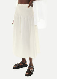 Smocked Waist Midi Skirt