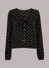 Spot Print Collar Top