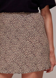 Petite Dashed Leopard Mini Bias Skirt