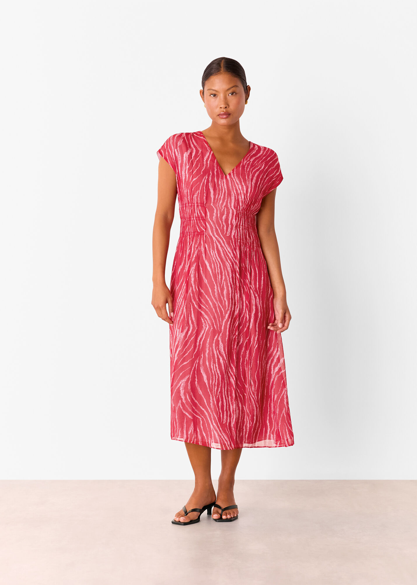 Red/Multi Andie Optical Rope Print Dress | WHISTLES | Whistles UK |