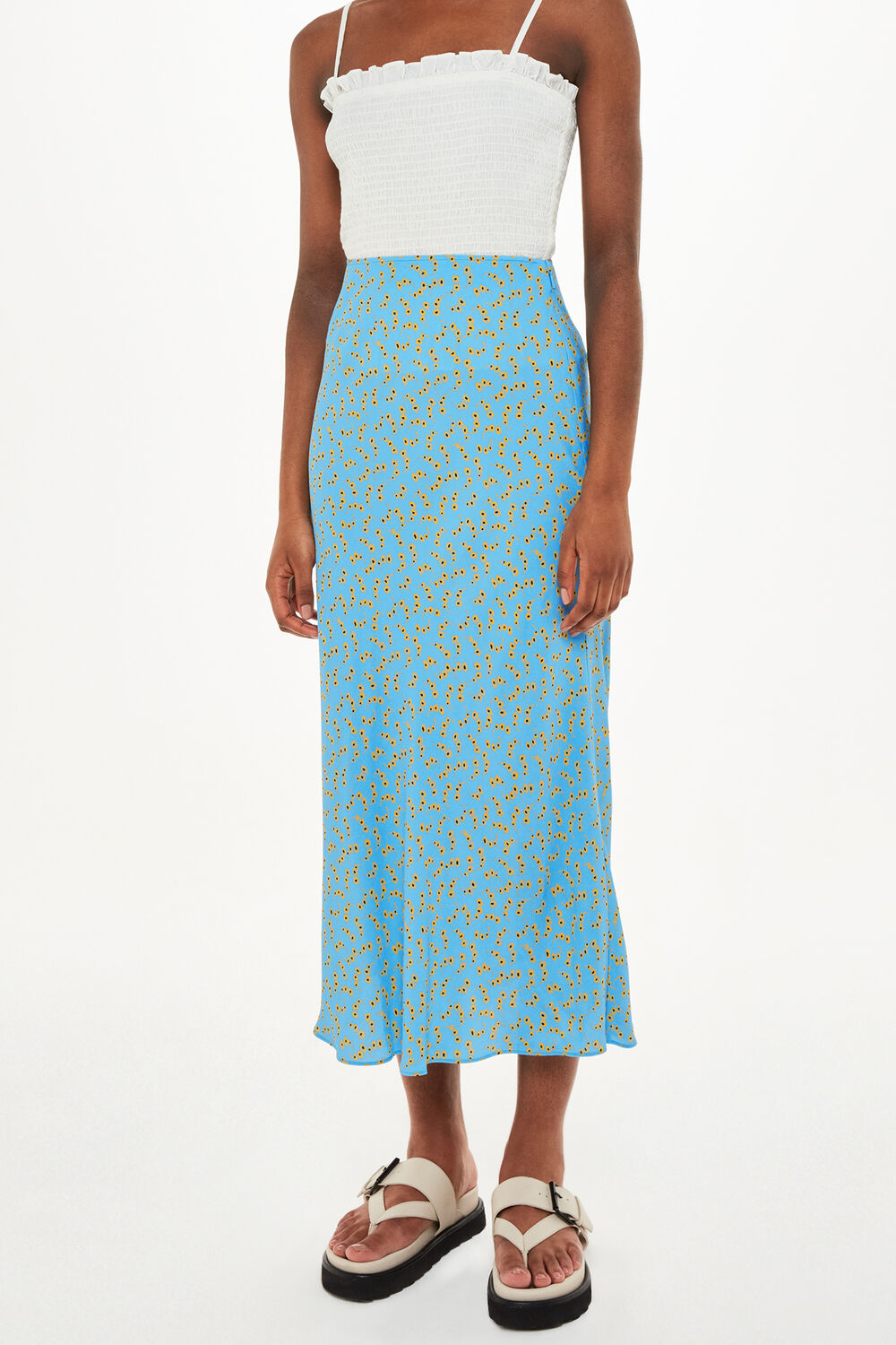 Floral Crescent Bias Cut Skirt