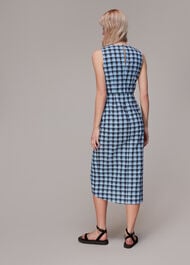 Ruched Gingham Midi Dress