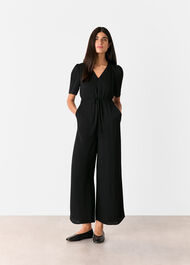 Short Sleeve Tie Jumpsuit