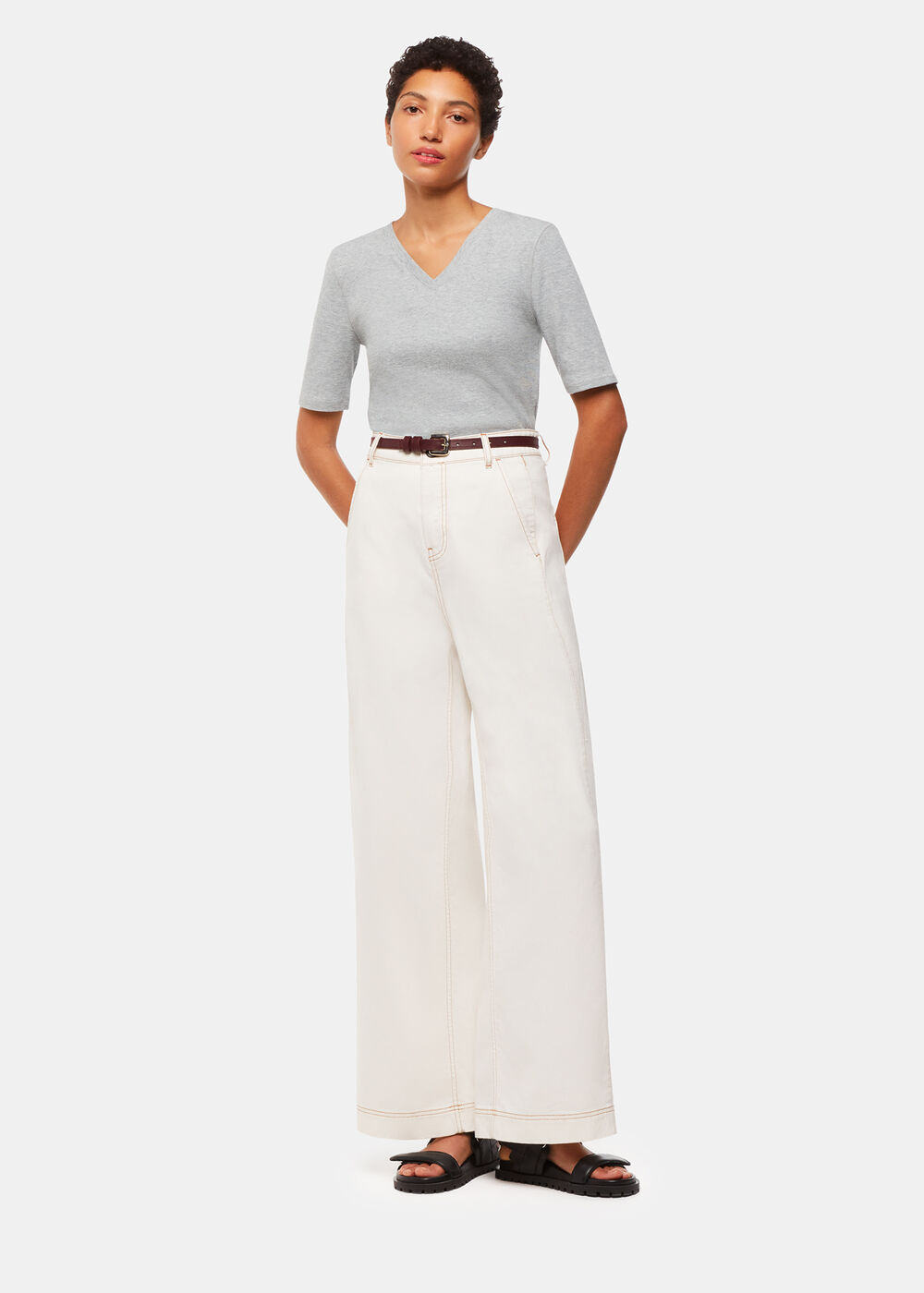 V Neck Ribbed T-Shirt