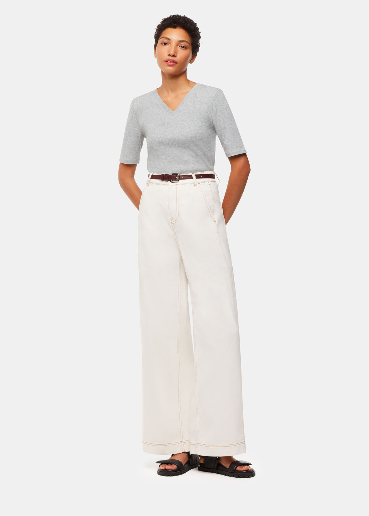 V Neck Ribbed T-Shirt