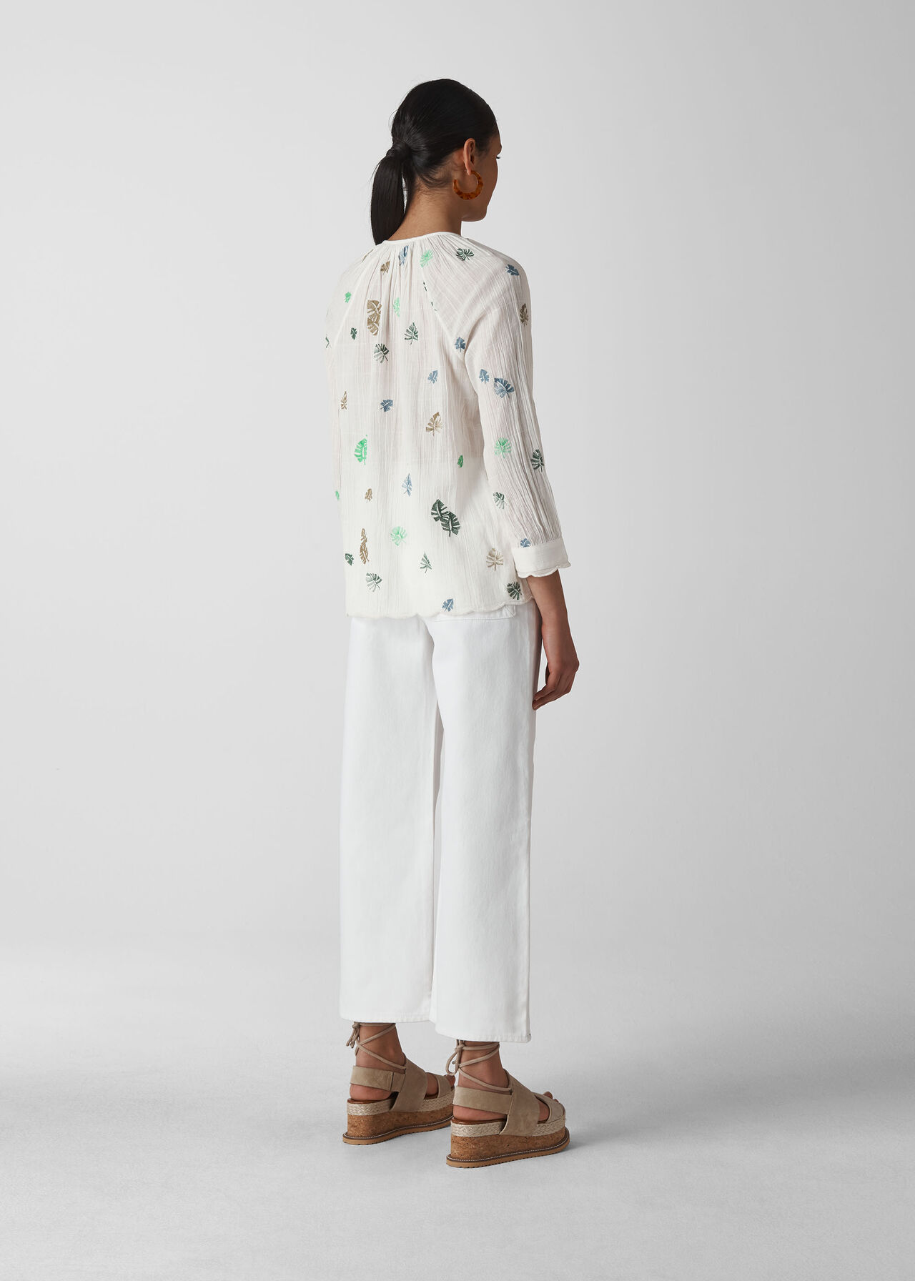 Cheeseplant Embroidered Shirt White/Multi