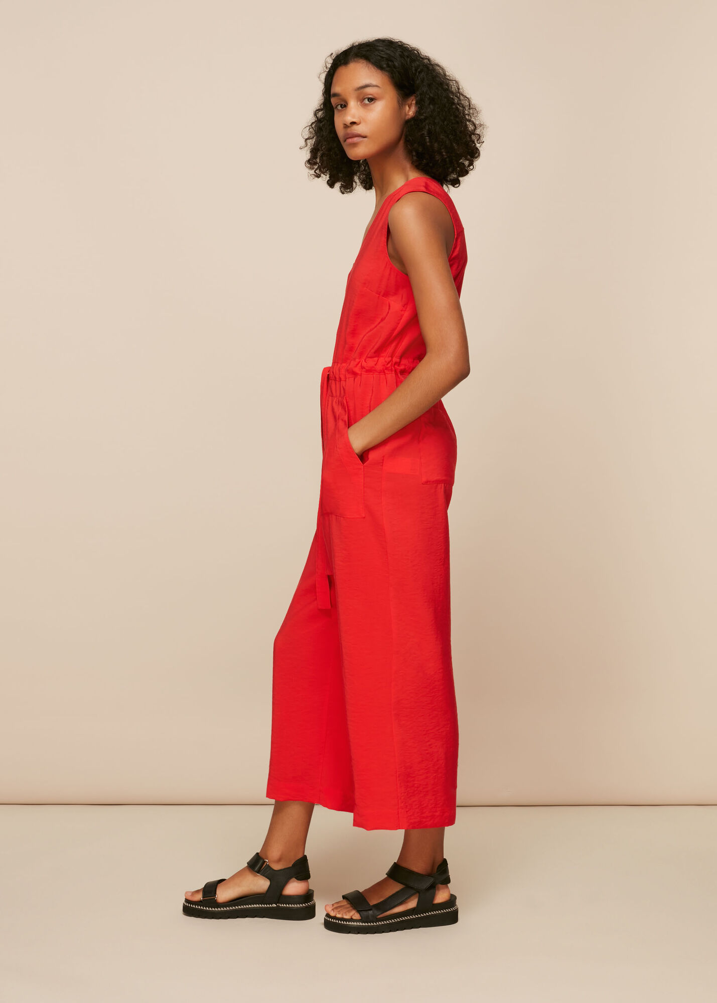 Red Corey Zip Casual Jumpsuit | WHISTLES